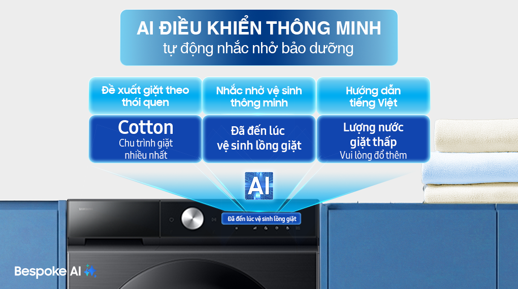 Máy giặt Samsung Bespoke AI EcoBubble Inverter 10 kg WW10DB7U34GBSV