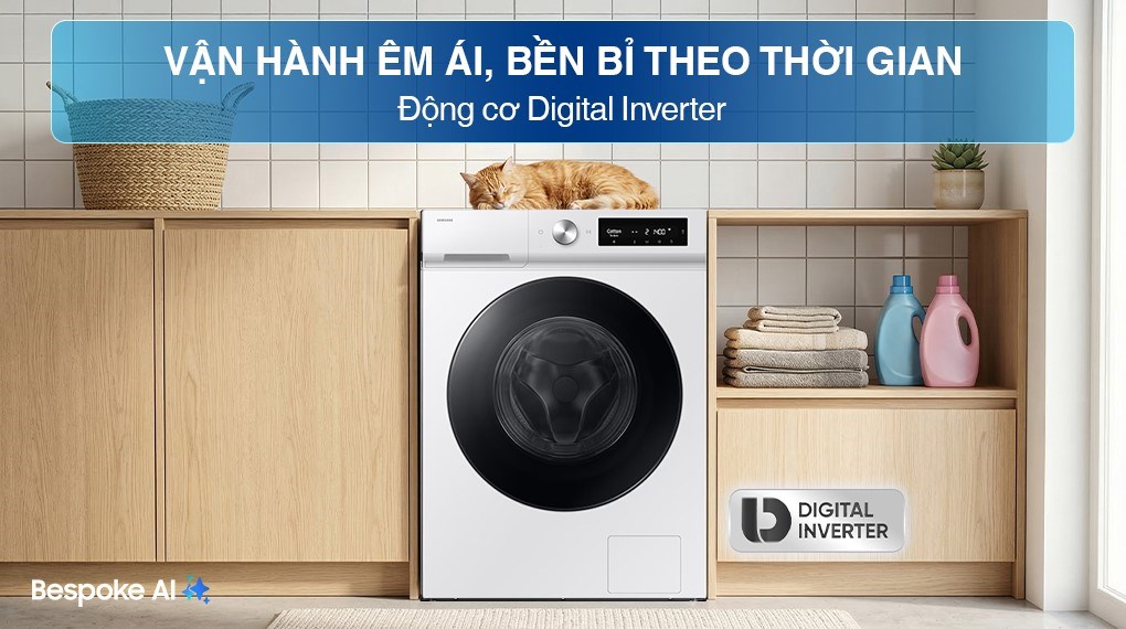 Máy giặt Samsung Bespoke AI EcoBubble Inverter 10 kg WW10DB7U34GWSV