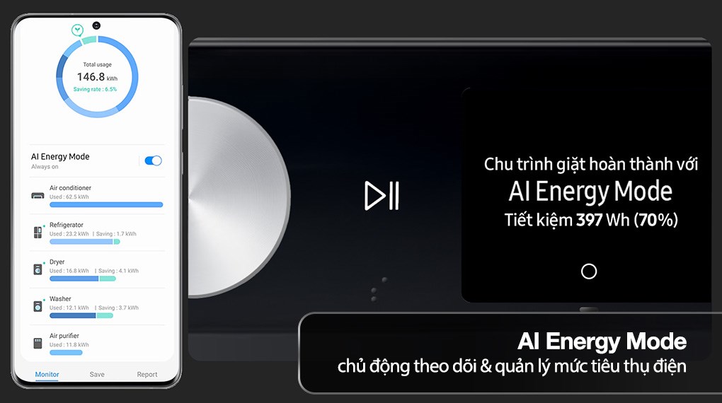 Máy giặt Samsung AI EcoBubble Inverter 10 kg WW10DG6U34LBSV