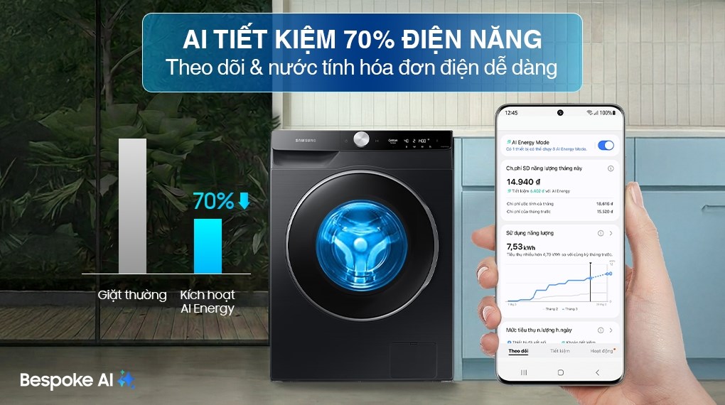 Máy giặt Samsung AI EcoBubble Inverter 10 kg WW10DG6U34LBSV