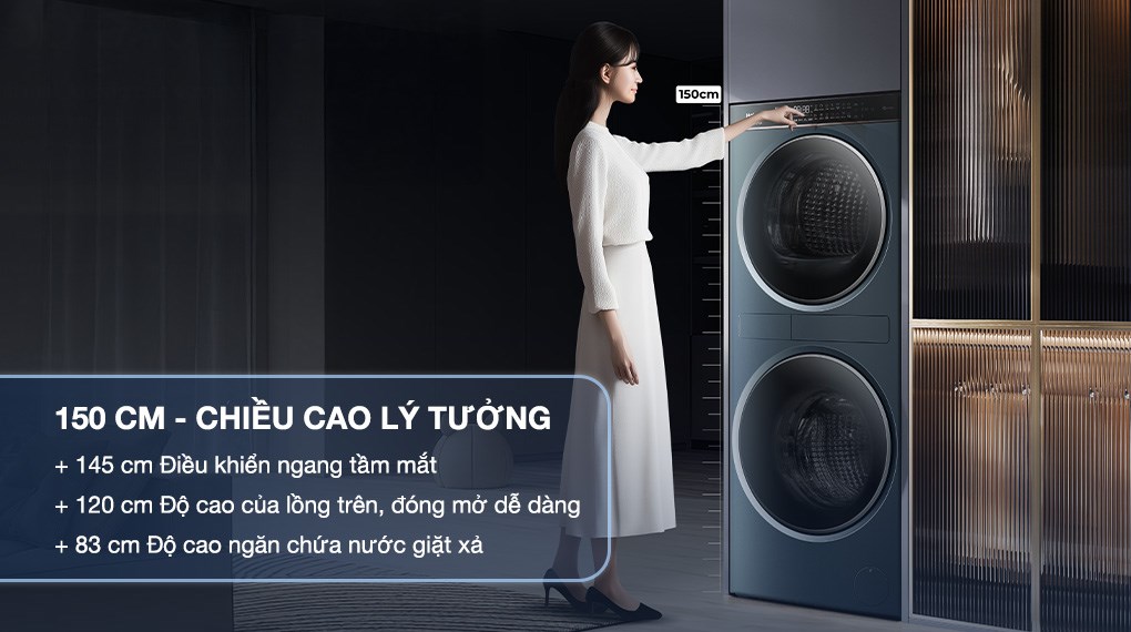 Tháp giặt sấy Haier Laundry Center Inverter giặt 14 kg - sấy 13 kg HWD140-BD14LCU1L(GN)