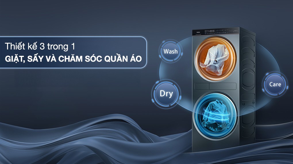 Tháp giặt sấy Haier Laundry Center Inverter giặt 14 kg - sấy 13 kg HWD140-BD14LCU1L(GN)