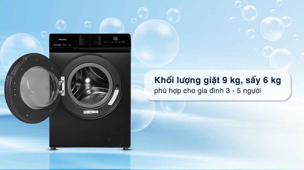 Máy giặt sấy Hisense Inverter giặt 9 kg - sấy 6 kg WD90N1Y