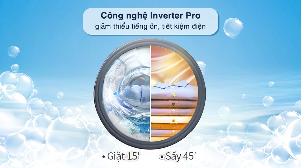 Máy giặt sấy Hisense Inverter giặt 9 kg - sấy 6 kg WD90N1Y