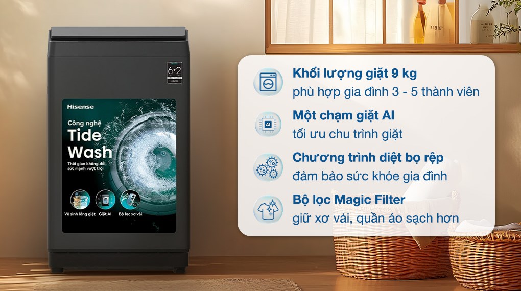 Máy giặt Hisense 9 kg WT90F30