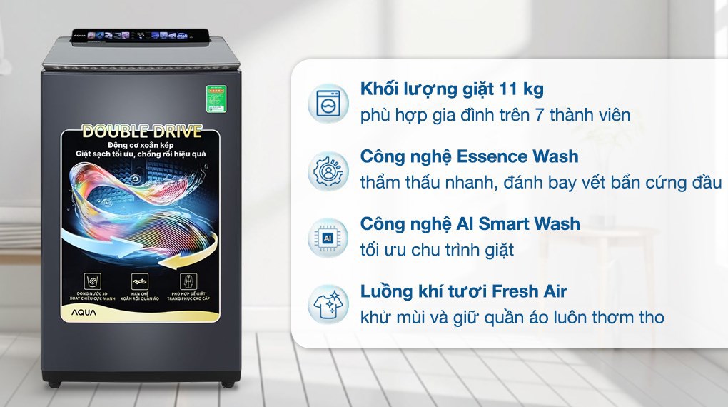Máy giặt Aqua Inverter 11 kg AWM11-BSR1K(BU)