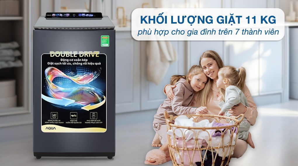 Máy giặt Aqua Inverter 11 kg AWM11-BSR1K(BU)