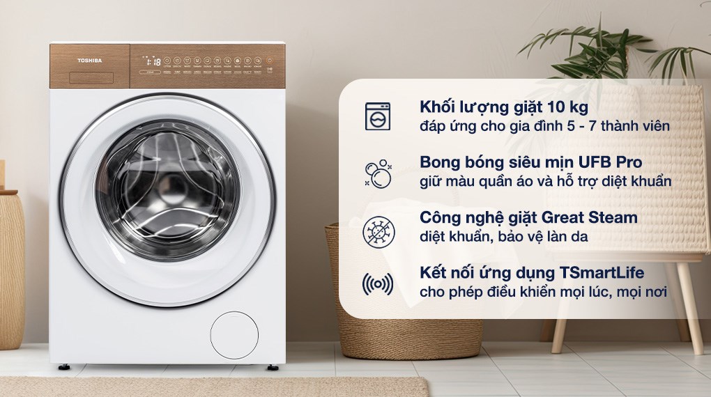 Máy giặt Toshiba Inverter 10.5 kg TW-T37BZP115MWV(WT)