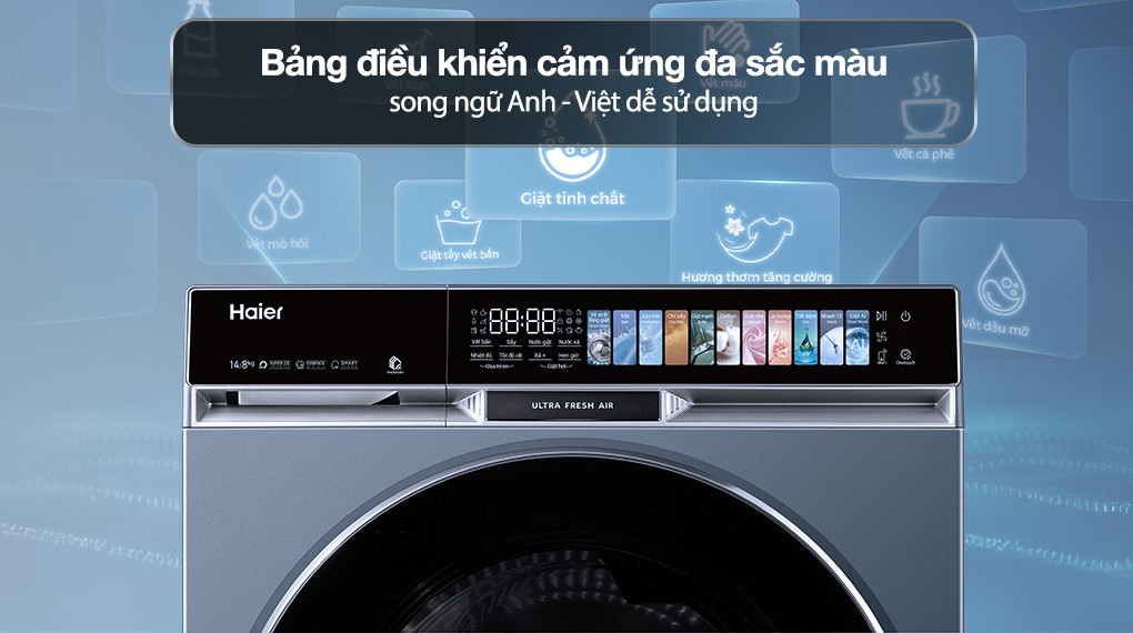 Máy giặt sấy Haier Inverter giặt 14 kg - sấy 8 kg HWD140-BD14387GNU1