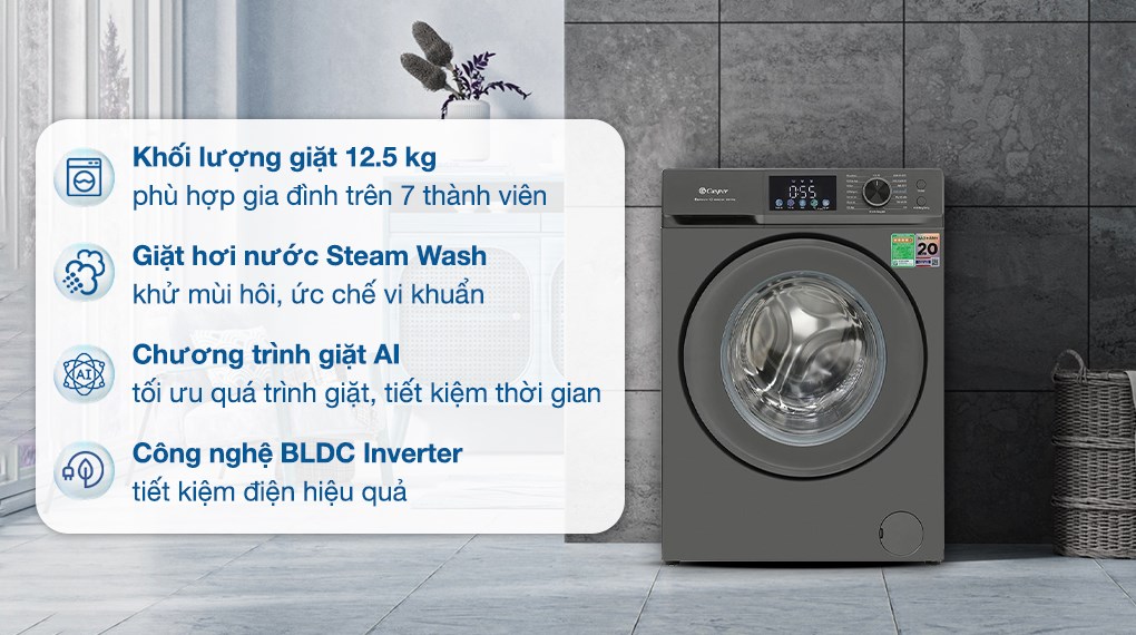 Máy giặt Casper Inverter 12.5 kg WF-D125VGR1
