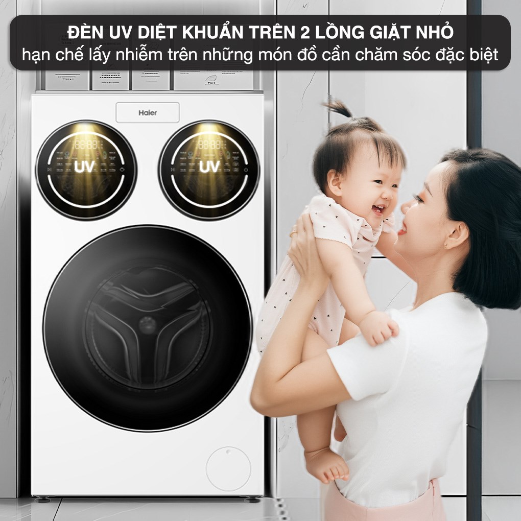 Máy giặt Haier 3 lồng MultiWash Inverter 14 kg (12 kg + 2x1 kg) HW140-BD14697WU1