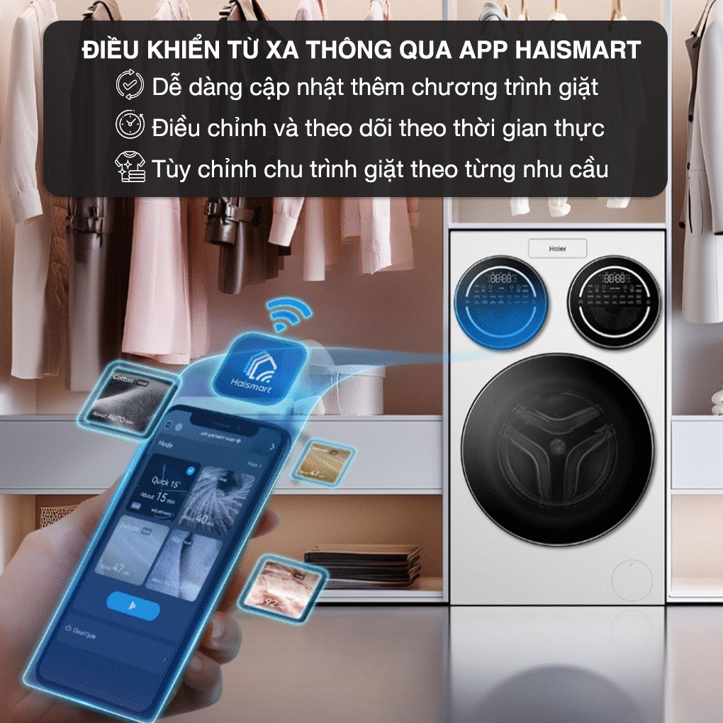Máy giặt Haier 3 lồng MultiWash Inverter 14 kg (12 kg + 2x1 kg) HW140-BD14697WU1