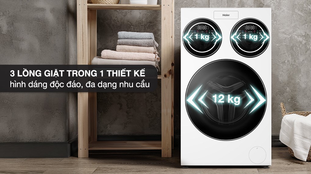 Máy giặt Haier 3 lồng MultiWash Inverter 14 kg (12 kg + 2x1 kg) HW140-BD14697WU1