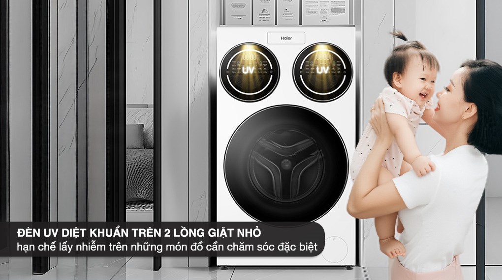 Máy giặt Haier 3 lồng MultiWash Inverter 14 kg (12 kg + 2x1 kg) HW140-BD14697WU1