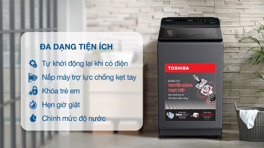 Máy giặt Toshiba Inverter 13 kg AW-T26D1400TV (MG)