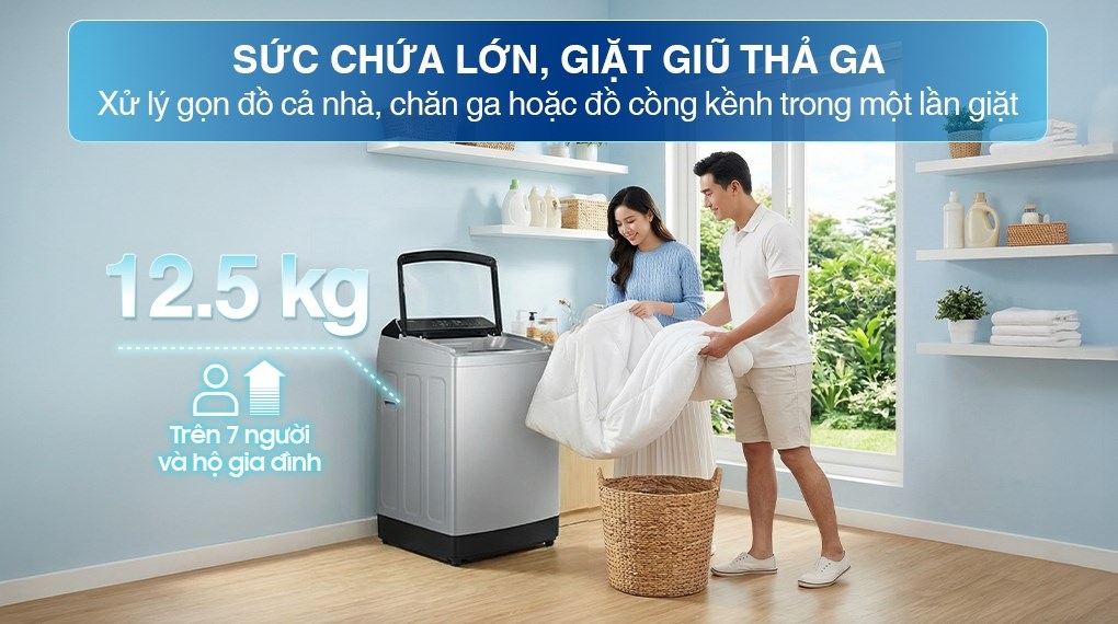 Máy giặt Samsung Ecobubble Inverter 12.5 kg WA40F12E4LSV