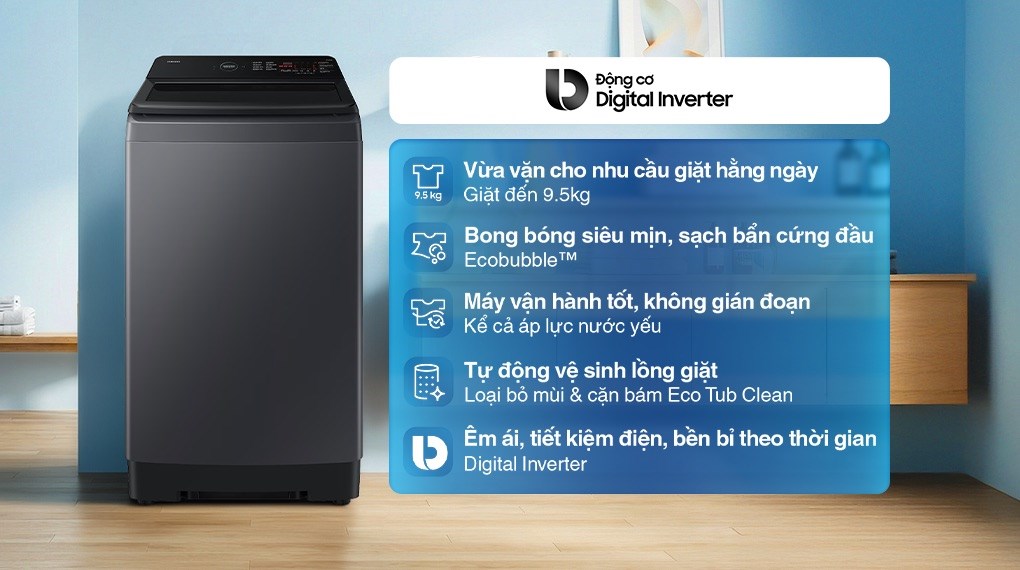 Máy giặt Samsung Ecobubble Inverter 9.5 kg WA40F95E1CSV