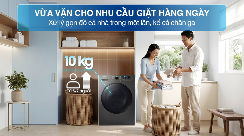 Máy giặt sấy Samsung Ecobubble Inverter giặt 10 kg - sấy 6 kg WD10HG4U04BBSV