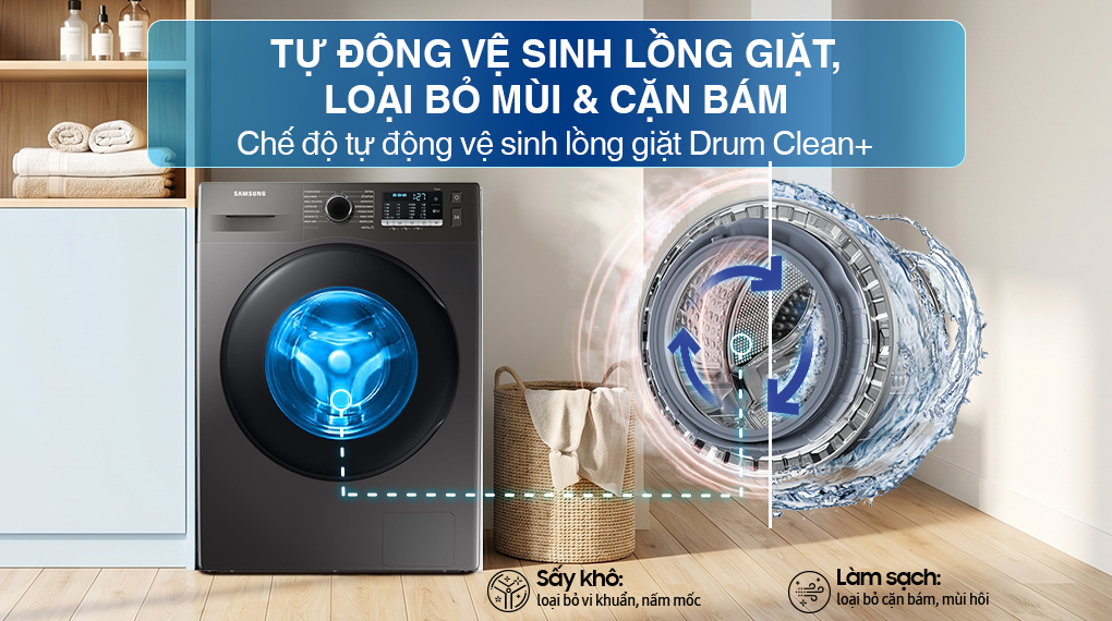 Máy giặt sấy Samsung Ecobubble Inverter giặt 10 kg - sấy 6 kg WD10HG4U04BBSV