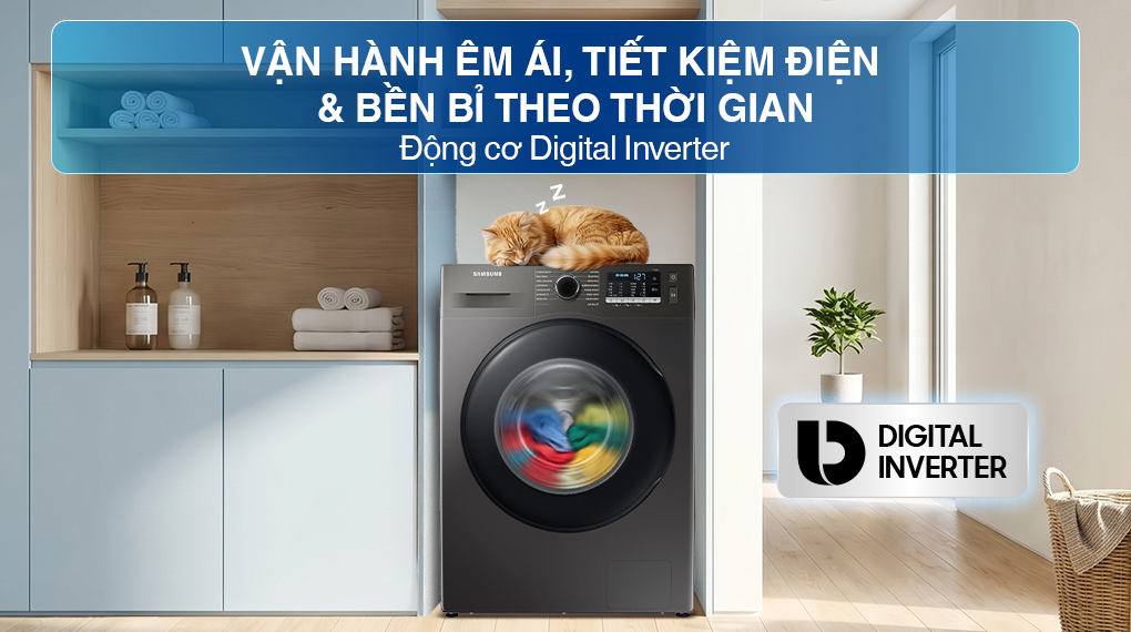 Máy giặt sấy Samsung Ecobubble Inverter giặt 10 kg - sấy 6 kg WD10HG4U04BBSV