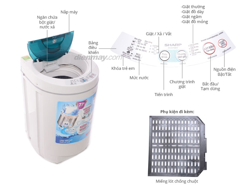 Máy giặt Sharp ES-Q755EV 7.5kg - dienmayxanh.com