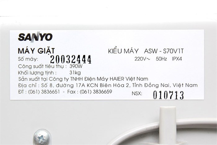 Máy giặt Sanyo ASW-S70V1T 7 kg