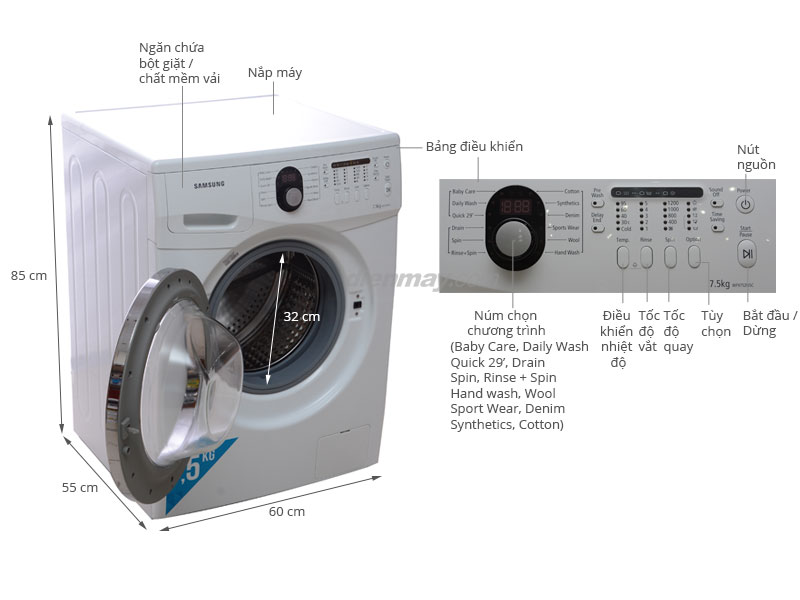Máy giặt Samsung WF9752N5C 7.5 kg