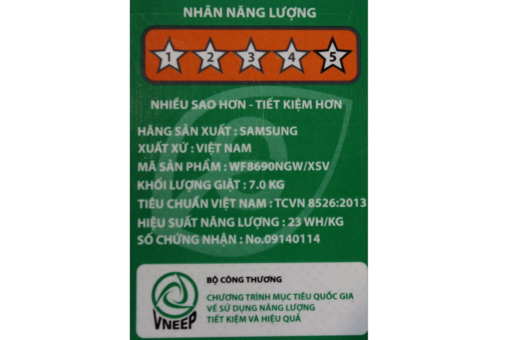 Máy giặt Samsung WF8690NGW 7 kg Màu Trắng