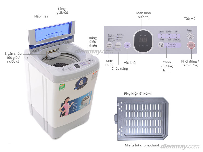 Thông số kỹ thuật Máy giặt Samsung WA98F4PEC 7.8kg