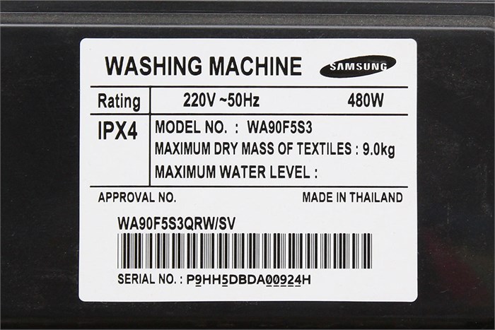 Máy giặt Samsung 9 kg WA90F5S3QRW Màu Trắng