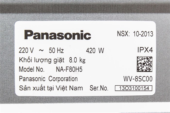 Máy giặt Panasonic NA-F80H5HRV 8kg