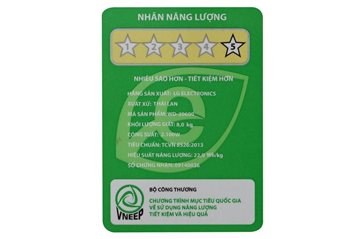 Máy giặt sấy LG 8 kg WD-20600