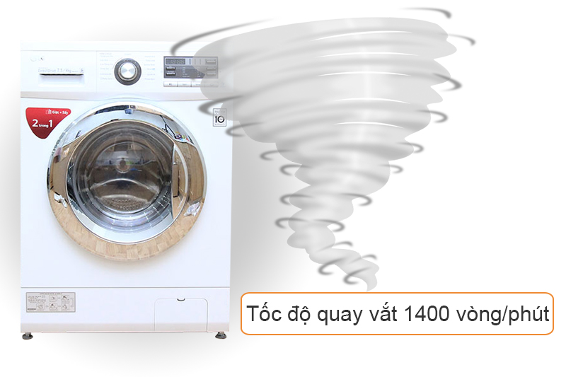 LG WD-18600 có tốc độ quay vắt 1400 vòng/phút