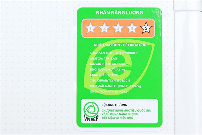 Máy giặt sấy LG 7.5 kg WD-18600