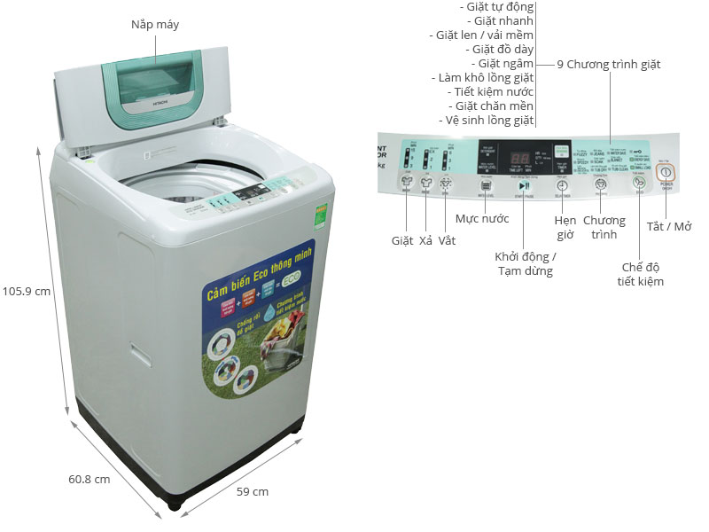 máy giặt Hitachi 8 kg SF-80P