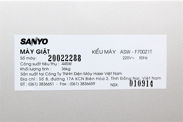 Máy giặt Sanyo ASW-F700Z1T 7kg