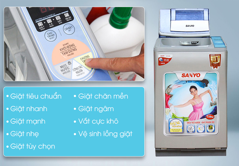 9 chương trình giặt đa dạng 9 chương trình giặt đa dạng