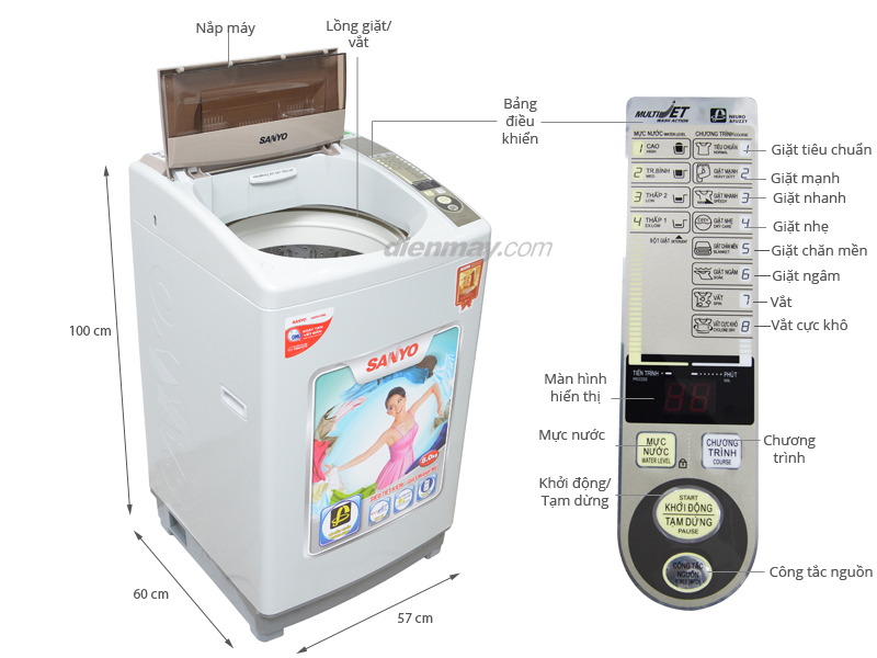 Máy giặt Sanyo ASW-S80KT 8kg