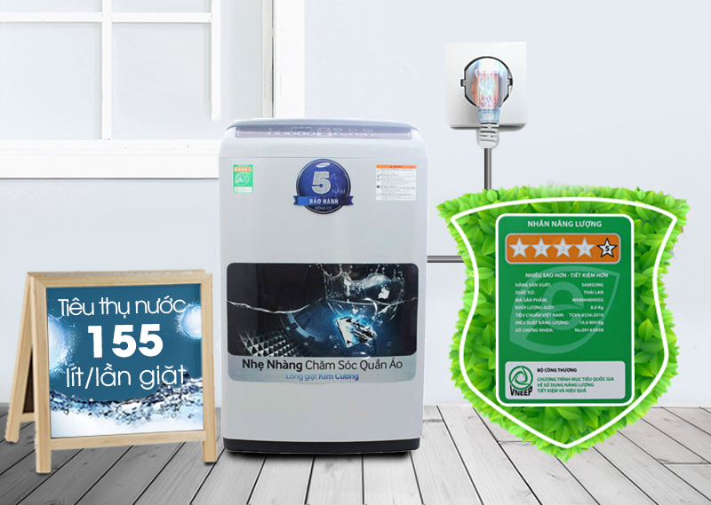 Tiết kiệm điện năng - Máy giặt Samsung 7.2 kg WA72H4000SG/SV