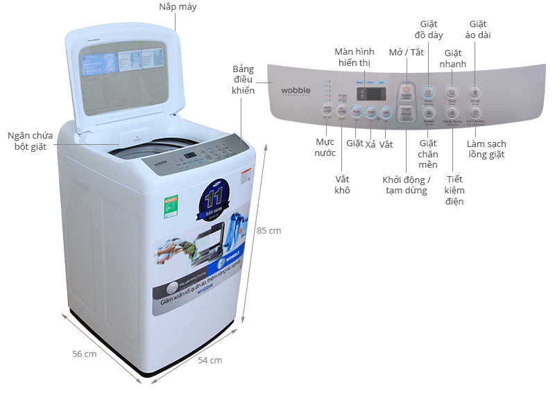 Thông số kỹ thuật Máy giặt Samsung 8.2 kg WA82H4200SW/SV