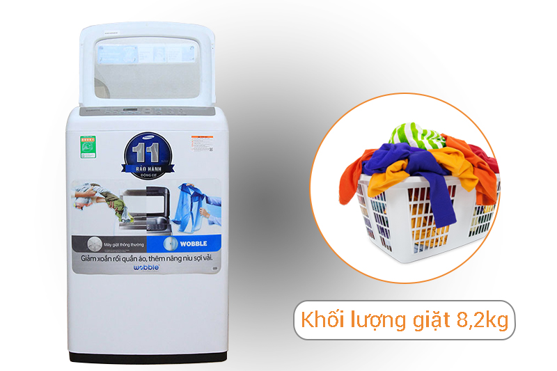 Khối lượng giặt của máy đến 8.2 kg