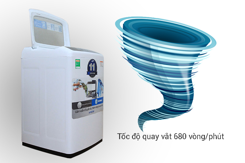 Với tốc độ quay vắt 680 vòng/phút
