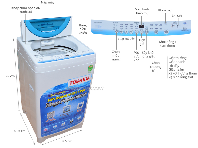 Máy Giặt TOSHIBA 8.2KG AW-E920LV BH Chính Hãng 12 Tháng, New 99% (HOT) - 5