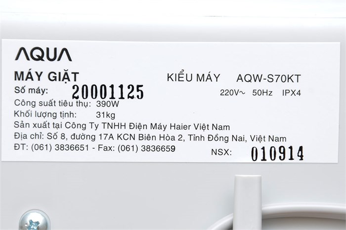 Máy giặt AQUA 7kg AQW-S70KT
