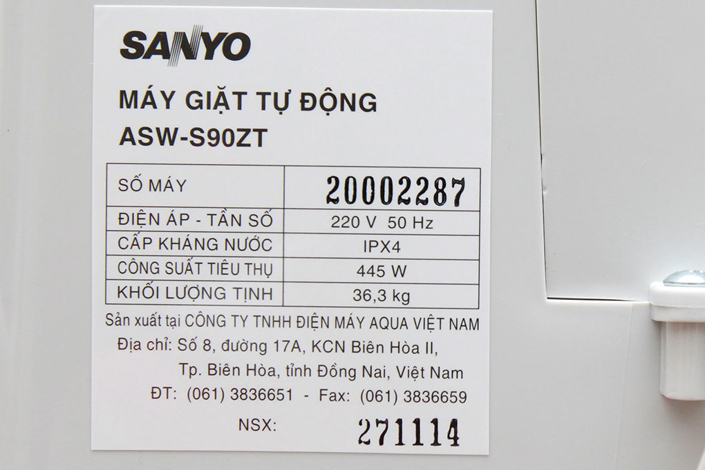 Máy giặt Sanyo ASW-S90ZT 9kg