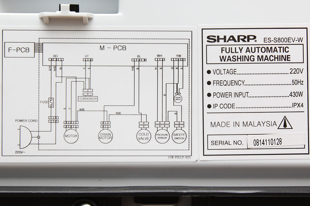 Máy giặt Sharp 8kg ES-S800EV