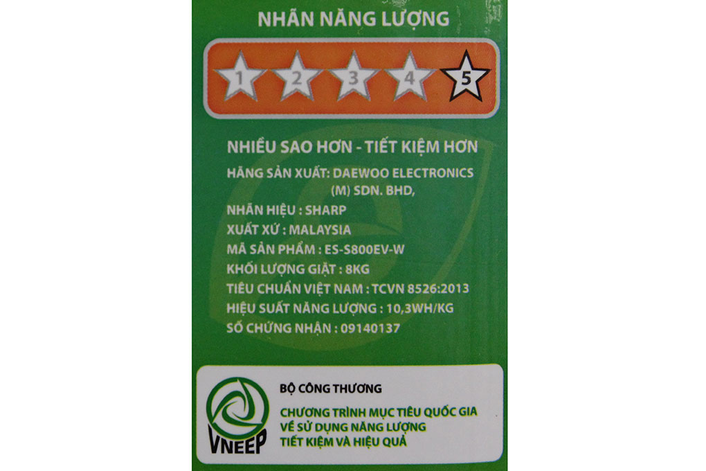 Máy giặt Sharp 8kg ES-S800EV