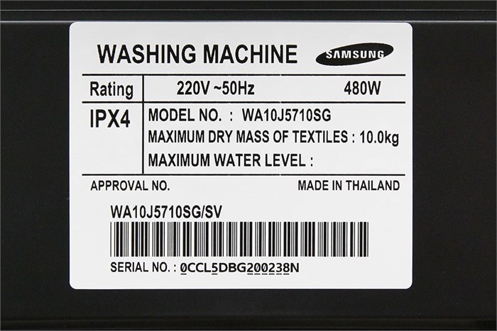 Máy giặt Samsung 10 kg WA10J5710SG/SV Màu Xám