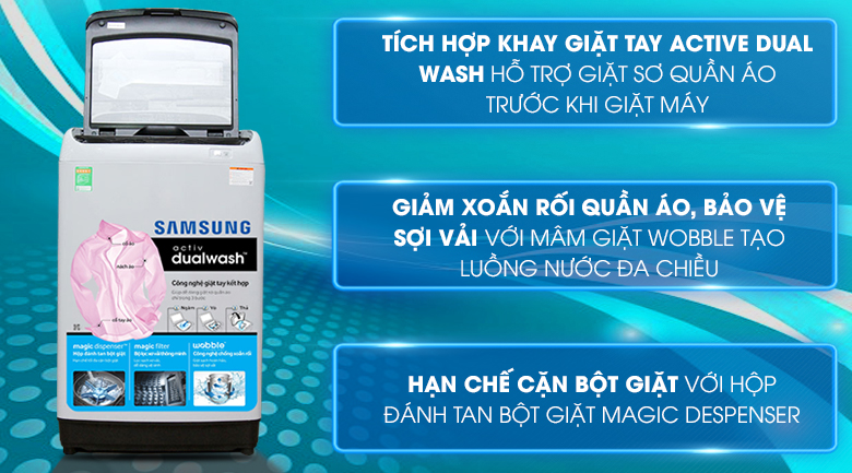 Máy giặt Samsung 9 kg WA90J5710SG/SV