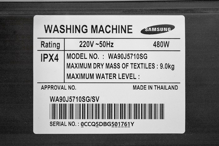 Máy giặt Samsung 9 kg WA90J5710SG/SV Màu Xám